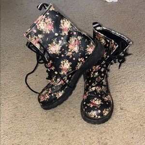 Floral combat boots